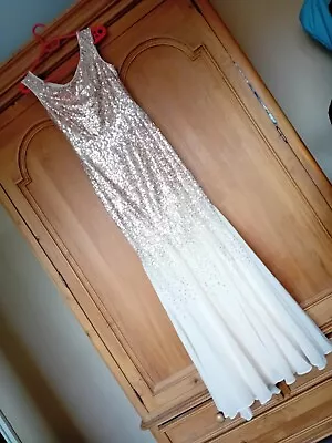 £49 • Buy Goddiva Champagne Sequin  Prom Dress - Size 8 - Brand New With Tags 