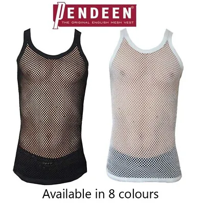 £7.99 • Buy Original Pendeen Mens Premium 100% Cotton Mesh Fishnet String Vest Top V Neck 