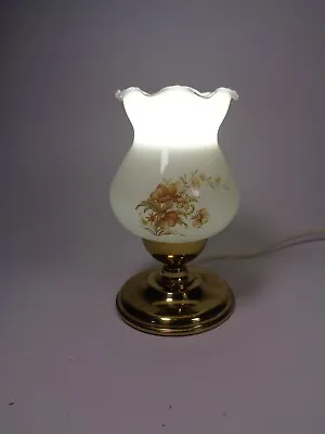£12.99 • Buy Vintage Gold Colour Lamp Base With Floral Glass Shade 