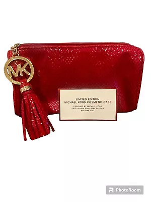 MICHAEL KORS For Estee Lauder Red Snakeskin Print Make Up-Cosmetic Bag-NEW! • $15
