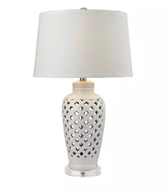 ELK Home Openwork Ceramic Table Lamp In White With White Shade New In Box • $99.99