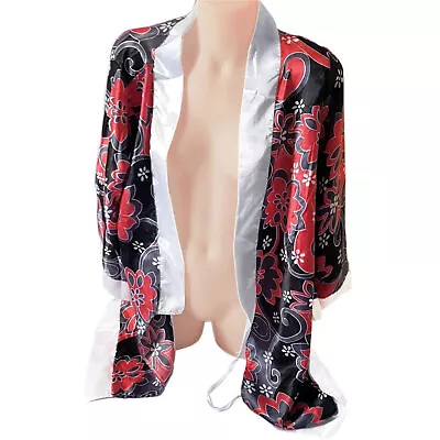Red-Black Floral Japanese Bathrobe Dressing Morning Gown Ladies Sexy Lingerie • $8.33