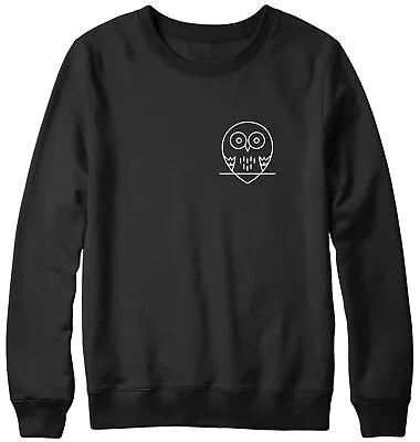 Cartoon Owl Breast Print Mens Womans Funny Unisex Pocket Sweatshirt • £19.99