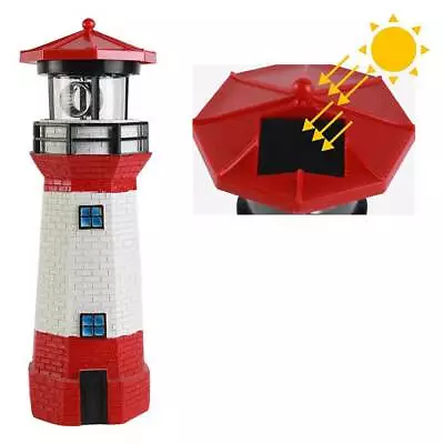 LED Solar Powered Rotating Tower Lighthouse Garden Light Lighting House Decor • £16.36