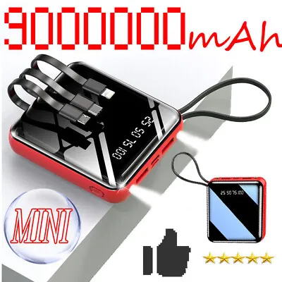 Shared Power Bank 9000000mAh Portable Mini Mobile Power Supply With Three Wires • £12.99