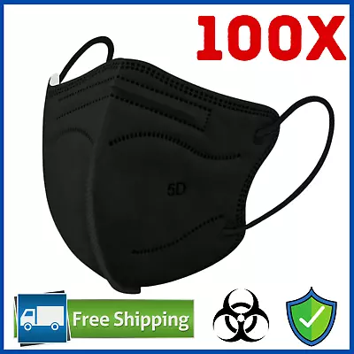 100Pcs KN95 Black | N95 Disposable Face Mask Respirator Protective Masks 5 Layer • $19.72