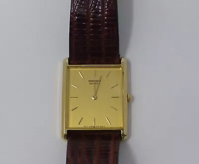 Vintage Seiko Tank Watch Men Gold Tone Dial 5Y30-5069 New Battery • $34.99