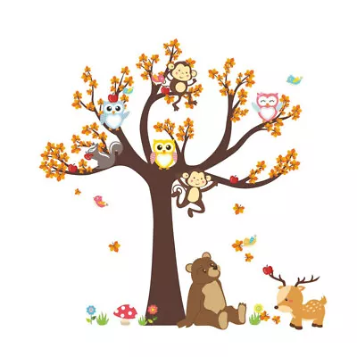  Wall Stickers Giant Tree Decals Forest Window Cling Kids Cartoon Monkey • $10.61