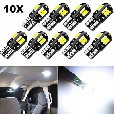 10Pcs T10 White LED Interior Dome Map License Light Bulb 2825 168 158 194 CANBUS • $6.99