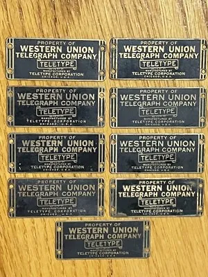 9 Piece Vintage Western Union Telegraph Co. Teletype Service Brass ID Tags • $99.99