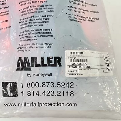 Miller Safety Titan Harness T4500/UAK Orange Universal Size • $44.95