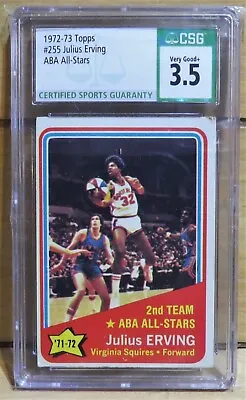 1972 Topps #255 Julius Erving Virginia Squires Rookie Basketball Card CSG 3.5 RC • $39.95