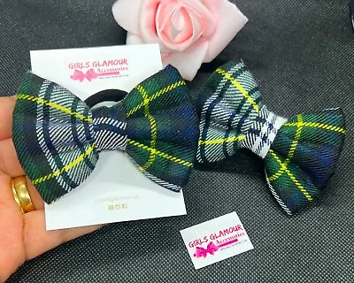 Tartan Gordon Dress Bow Bobbles Hairband Hair Tie Band Headband Kilt Burns Night • £3.99