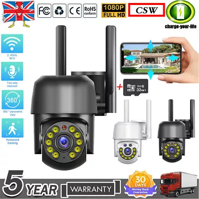 5G Wireless Camera WIFI Outdoor CCTV HD PTZ Smart Home Security IR Cam 1080P • £6.99