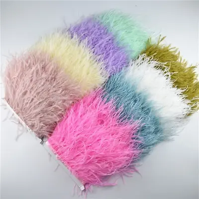 £20.33 • Buy 1meters Feather Trim Fringe White Ostrich Feathers Clothes Ribbon Skirt Decor