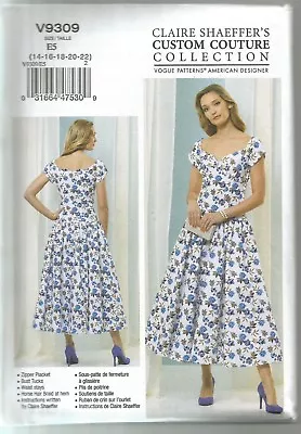 £15.16 • Buy Vogue Sewing Pattern 9309, Claire Shaeffer Dress, Size 6 - 14, New