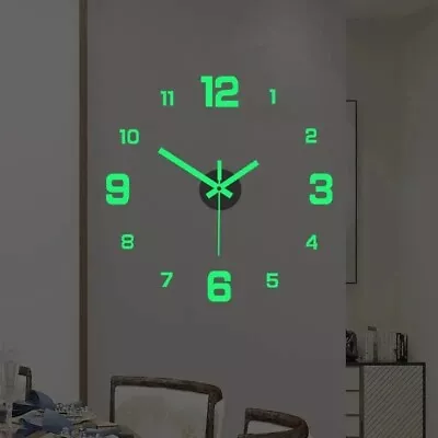 3D DIY Luminous Extra Large Luxury Mirror Wall Sticker Clock Home Decor • £7.49