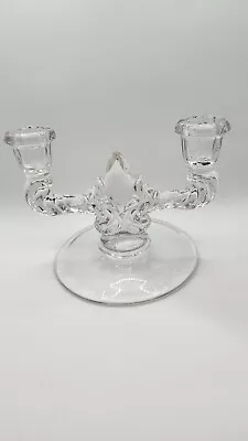 Vintage Clear Crystal Glass Double Taper Candle Stick Holders   • $21.20