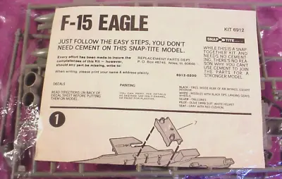 Monogram 1:100 USAF F-15 EAGLE Bagged Kit Snap Tite MODEL BUILDERS CLUB 6912 • $10.87