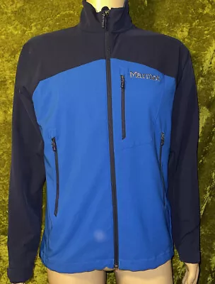 Mens Marmot Outdoor Jacket M3 Bero Soft Shell Blue Full Zip Stretch Wicking Sz M • $34.99