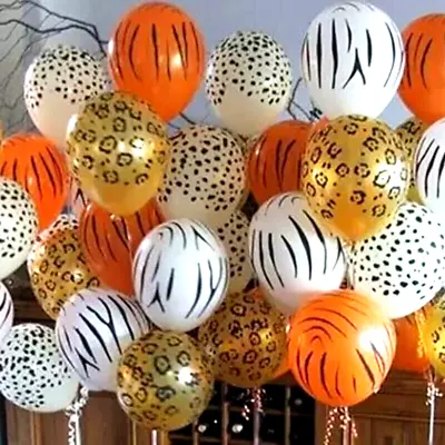 $9.99 • Buy Jungle Print Latex Balloons 24pcs Cheetah Zebra Tiger Leopard Zoo Saffari Animal