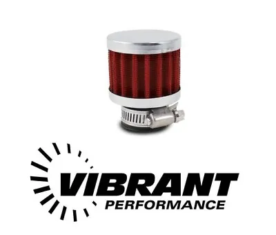 Vibrant 2164 Crankcase Breather Red Filter Clamp On & Round Chrome 3/4  Inlet • $15.50