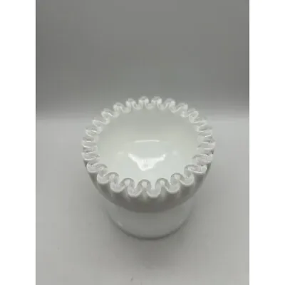 Vintage Fenton Silver Crest White Milk Glass Footed Candy Dish 4  • $30