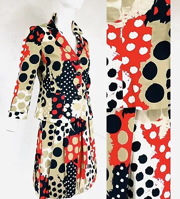 MOSCHINO CHEAP AND CHIC Epic Polka Dot Red Black Silk Skirt Jacket 2 Pc Set 6/8 • $245