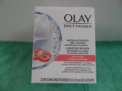 Olay Daily Facial Water Activated Dry Cloths Fragrance-Free Sulfate-Free 33ct • $11