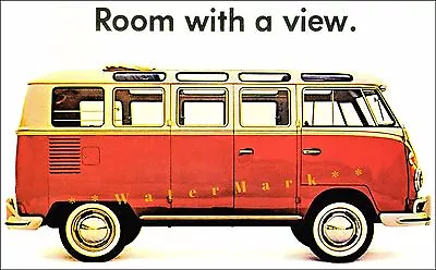 VW Bus 1964 Camper Room With A View Vintage Poster Print Classic German Car  • $21.58