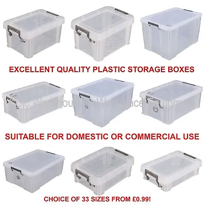 £0.99 • Buy NEW Allstore Commercial Quality Clear Plastic Storage Box Boxes & Lids 33 Sizes