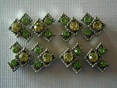2 Hole Slider Beads Chevrons Yellow & Green  #8 • $7.50