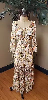 ANTHROPOLOGIE FIG And FLOWER Floral Peasant Dress Boho Size PS Petite Small • $29.99