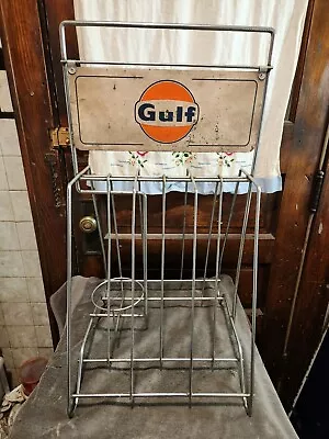 Vintage Original Antique Gas Oil General Store Sign Gulf Oil Rack Nice • $250