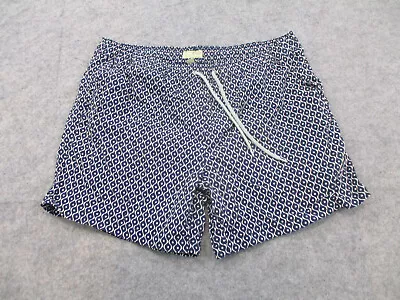 J Crew Swim Trunks Mens Extra Large Blue White Geometric Swimming Swimmer 6  • $15.97