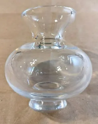 $47 • Buy Signed Val St Lambert 4  Vase MCM Art Glass Clear Crystal NM