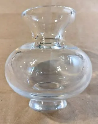 Signed Val St Lambert 4  Vase MCM Art Glass Clear Crystal NM • $29.96