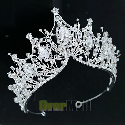 $14.67 • Buy Crystal Tiara Bridal Wedding Pearl Pageants Hair Crown Bride Headband Rhinestone