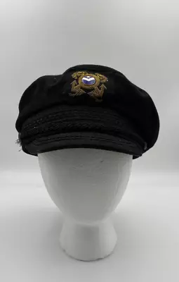 Vintage Mens Black Captain's Hat Cap 6 7/8 • $48