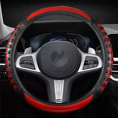 Car Steering Wheel Cover Carbon Fiber For Volkswagen Type2 14in Type O Black Red • $22.90