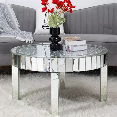 XXL Bling Mirrored Coffee Table Silver Crystal Diamond Accent Table Living Room • $165.90