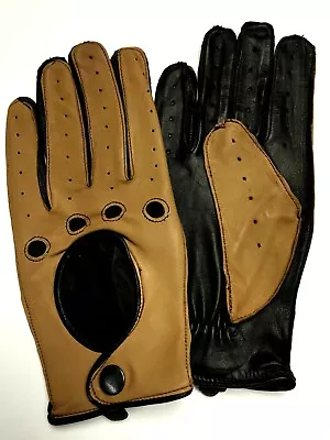 Retro Leather Classic Driving Gloves Mens Womens Fashion Knuckle Cut Air Flow • £13.59