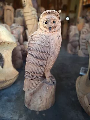 Chainsaw Carving Owl  Great Gift Idea Elm Wood Home Garden  Sculpture Art Craft  • £220