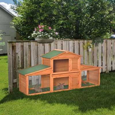 £124.99 • Buy Deluxe Wood Large Rabbit Hutch 2-Tier House Metal Wire 2 Doors 215 X 63 X 100cm