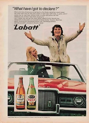 Labatt Beer 50 Ale Drink  Red Car 1970'S Print Advertisement • $7.49