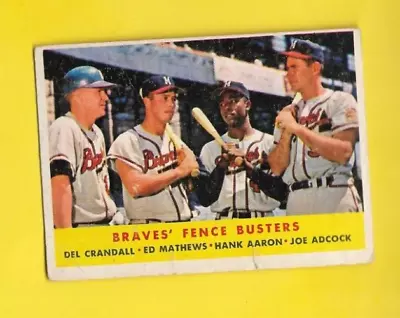 1958 Topps Braves Fence Buster #351 Milwaukee Braves Hank Aaron Ed Mathews F/G • $19.99