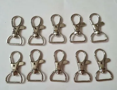£3 • Buy 12 Silver Tone Lobster Swivel Clip Keyring Strapping Clasp Key Trigger Bag Hook 