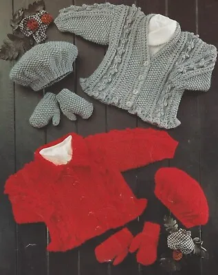 0427 Child's Cardigan Beret 16-26  Aran  Vintage Knitting Pattern Reprint • £3.49