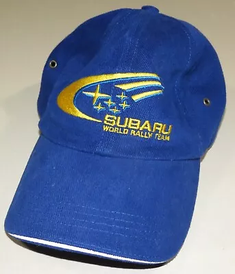 Official 2001 Subaru WORLD Rally Team Hat Cap Blue Vintage 1 Owner Strap Back • $19
