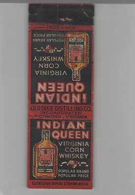Matchbook Cover Indian Queen Virginia Corn Whiskey Richmond VA • $5.95